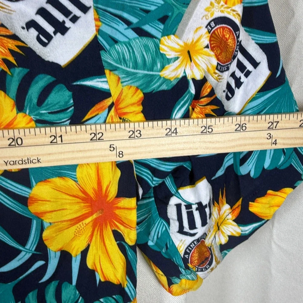 Miller Lite Tropical Cans Haw. Shirt Sleeve Button Front Size S